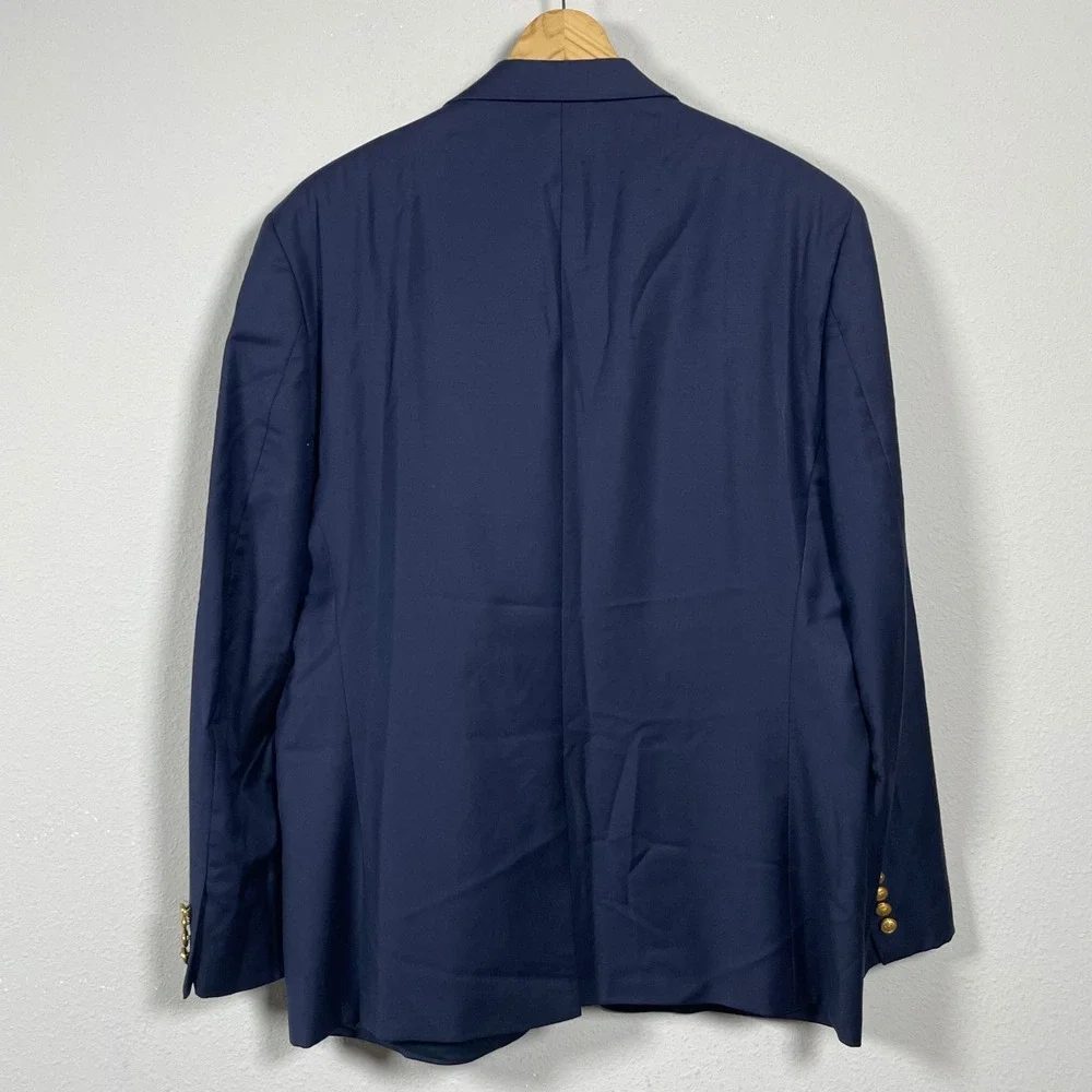 Ralph Lauren Blazer Mens 44R Navy Blue Classic Collegiate Gold Crest Buttons
